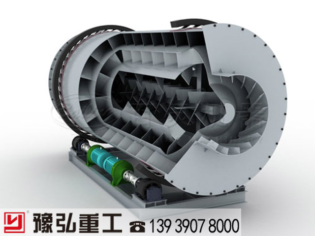 污泥干燥设备回转滚筒立体剖面图